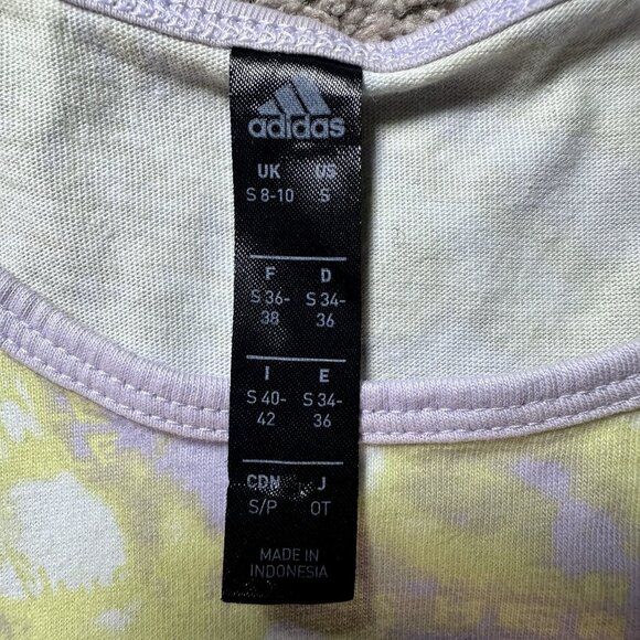 Adidas Top Women’s Small Purple Yellow Tie Dye Workout Running T-Back Tank - Picture 9 of 11